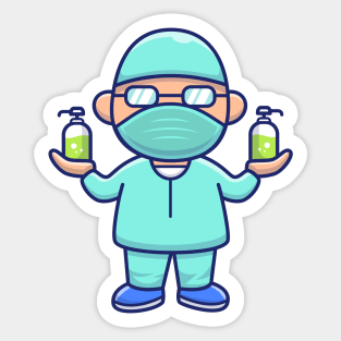 Cute Disinfectant Man Cartoon Sticker